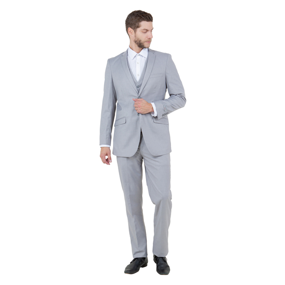 Slim Fit 3pc Mens Suit Set by Tazzio, Light Grey